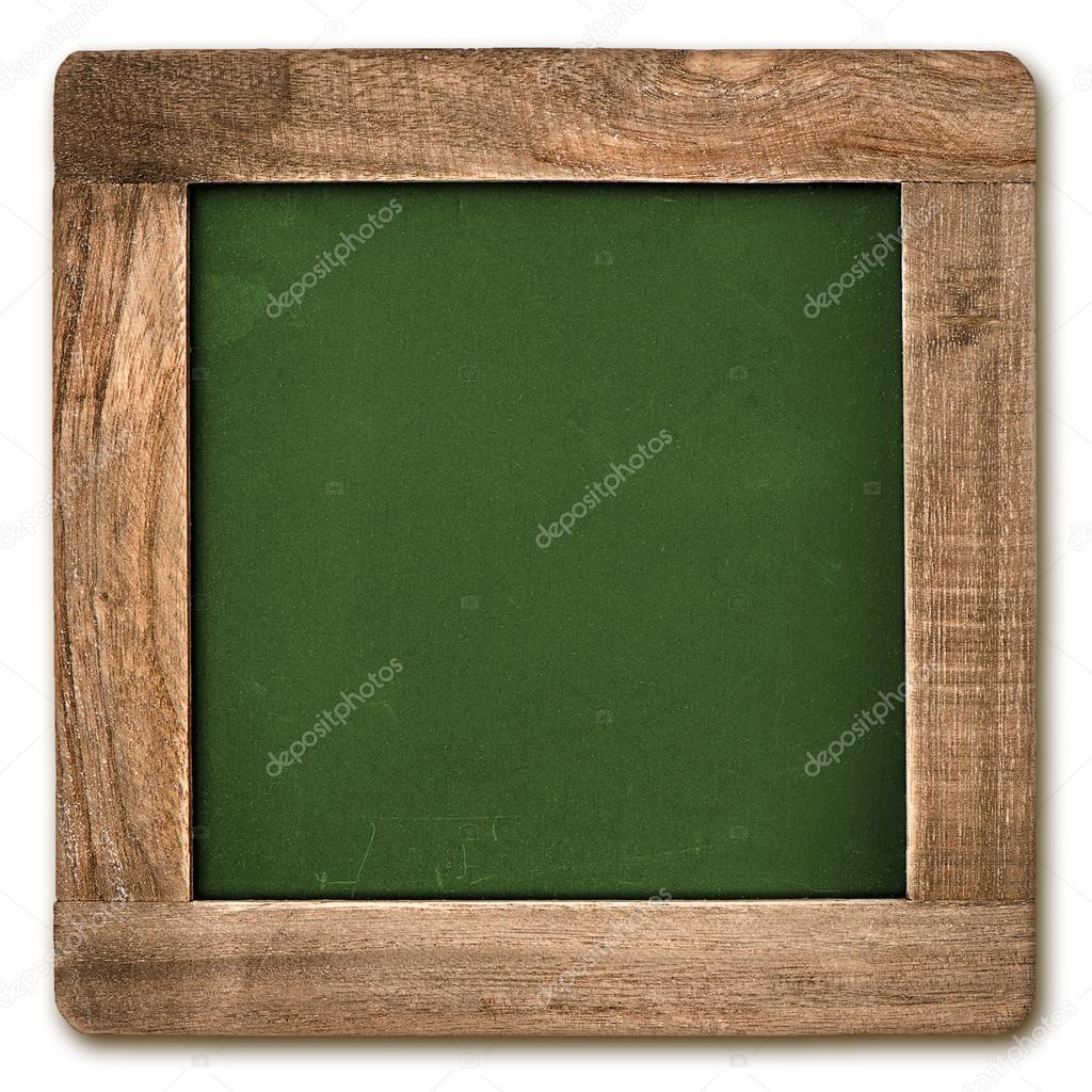 square chalkboard with wooden frame isolated on white