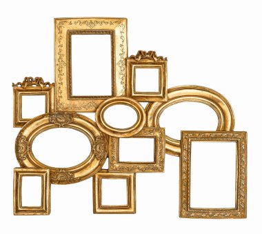 Altın Çerçeve beyaz zemin üzerine izole