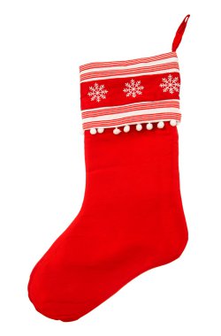 Noel Baba hediye beyaz zemin üzerine kırmızı Noel çorap