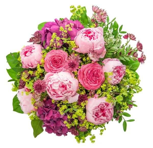 Bouquet of beautiful pink peony on white background — Stock Photo, Image