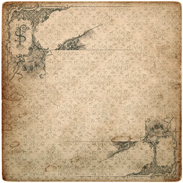 Старая карта с антикварным рисунком изолированы на белом — стоковое фото