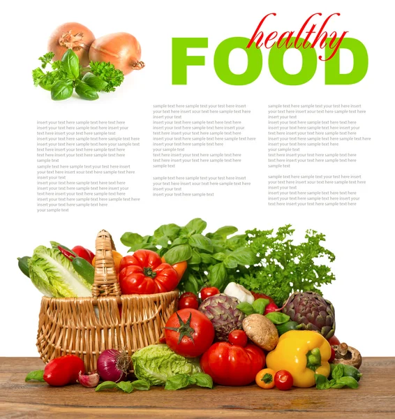 Friss zöldség. bevásárló kosár. egészséges táplálkozás — Stock Fotó