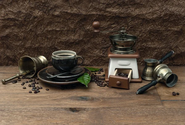 Taza de café y accesorios antiguos. estilo retro — Foto de Stock