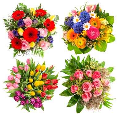 Colorful flower bouquets clipart