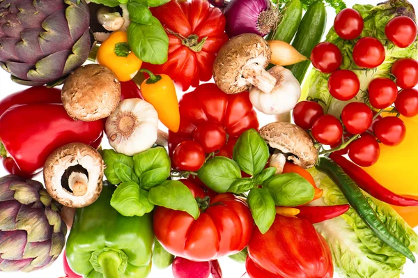 Closeup of fresh vegetables and herbs — Stock Photo, Image