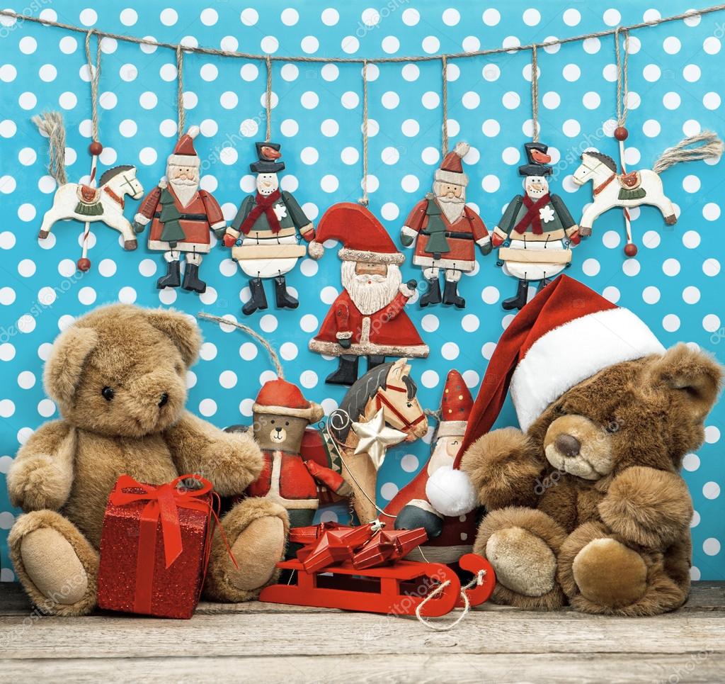 Vintage christmas decoration and toys — Stock Photo © LiliGraphie #31302851