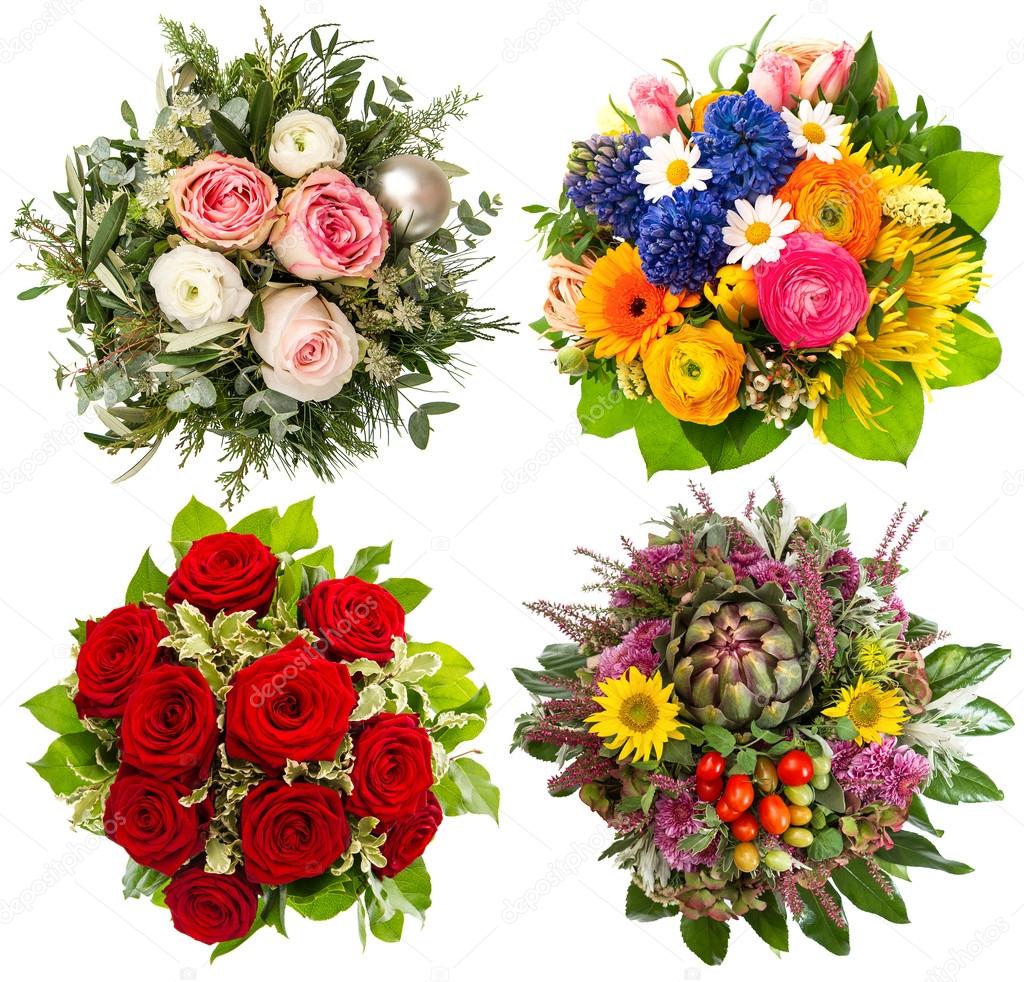 four colorful flowers bouquet for seasons