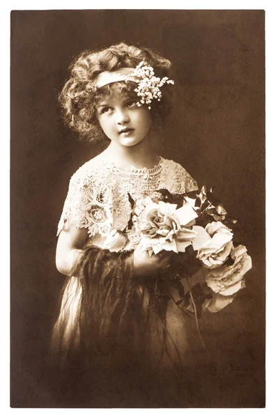 Nostaljik portresi Vintage: küçük kız — Stok fotoğraf