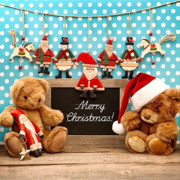 Szüreti, karácsonyi dekoráció, antik játékok — Stock Fotó