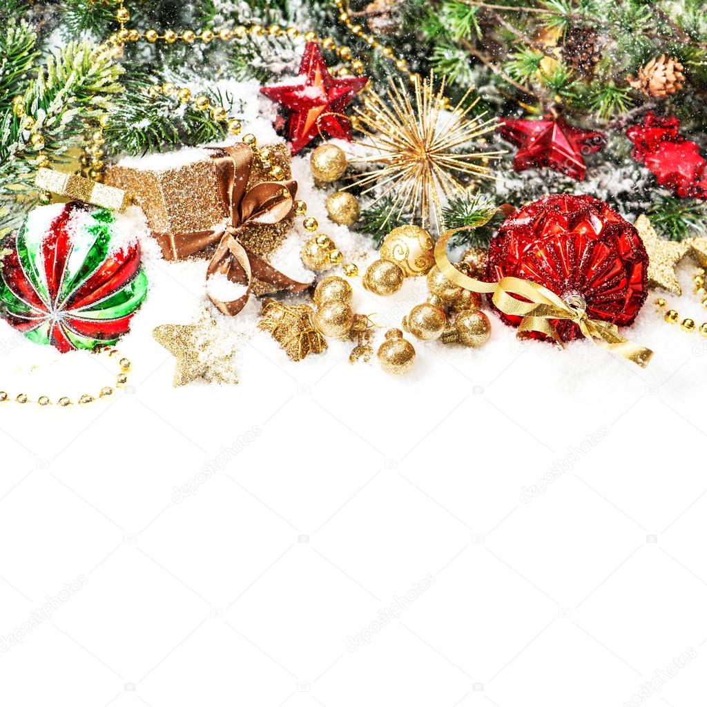 festive christmas decorations in red, gold, green