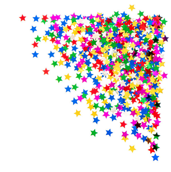 colorful star shaped confetti. holidays background