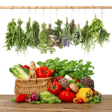 taze sebze ve herbs.shopping sepet. mutfak iç