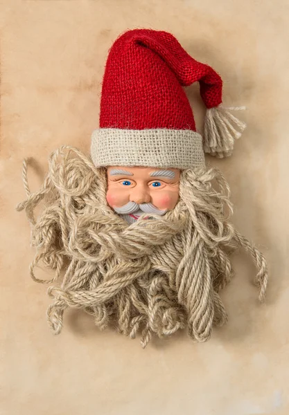 Vintage santa claus handgemaakte. Kerstmis achtergrond — Stockfoto