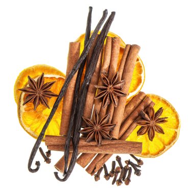 Noel yemeği baharatlar. mulled şarap malzemeler