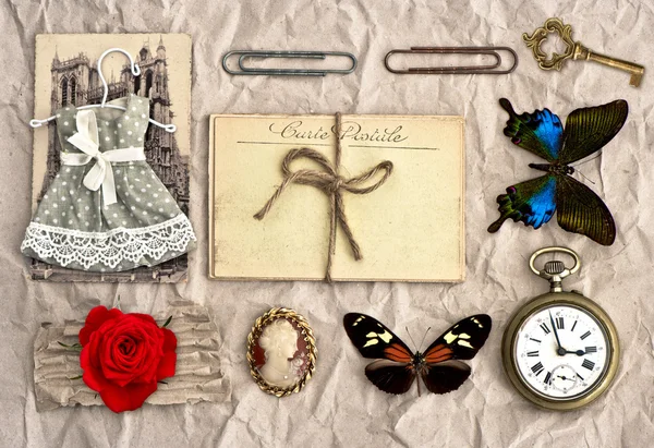 Vintage things. nostalgic scrap booking background — Stock Photo, Image