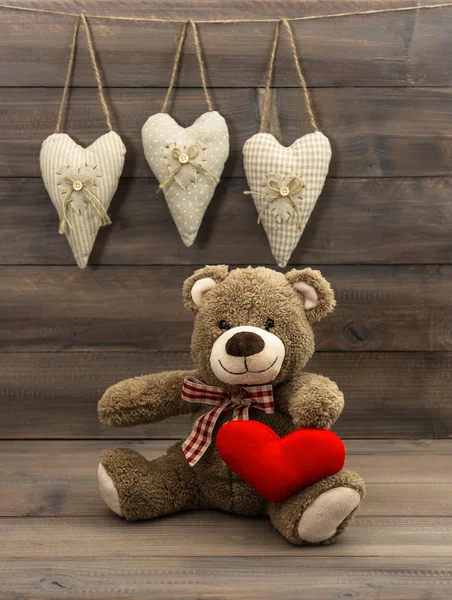 Teddy Bear with red heart. — Stock Photo, Image