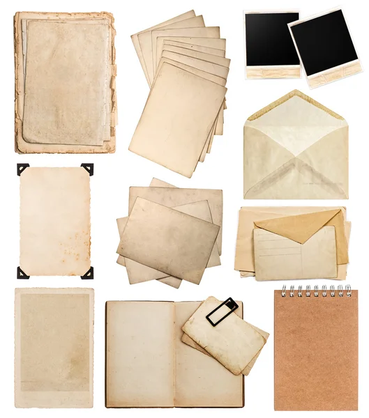 çeşitli eski kağıt sayfalarının bir dizi
