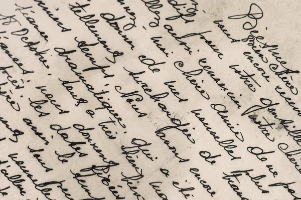 Oude brief met handgeschreven tekst Frans — Stockfoto