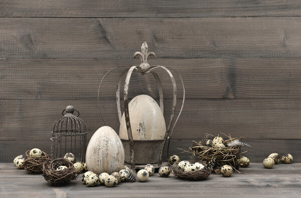 vintage easter decoration. shabby chic still life