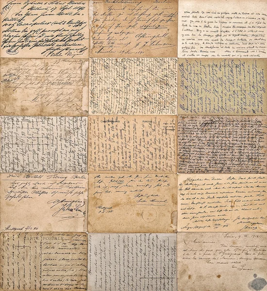 Antique handwritten mails. old undefined texts — Stock Photo, Image