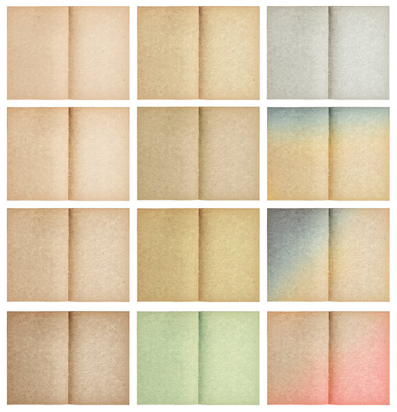 набор старых листов бумаги, изолированных на белом
