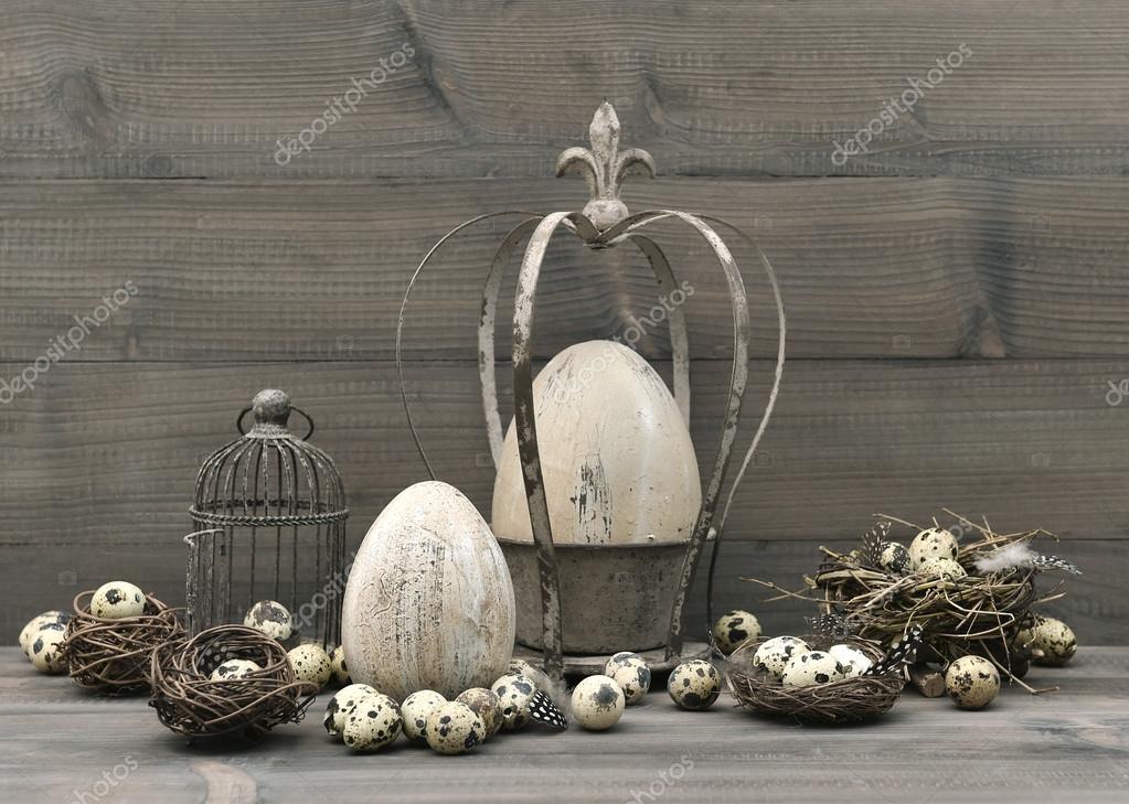 Vintage Easter Decoration Shabby Chic Still Life Stock Photo