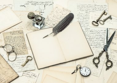 açık günlük, eski işaretlemeler ve kartpostallar