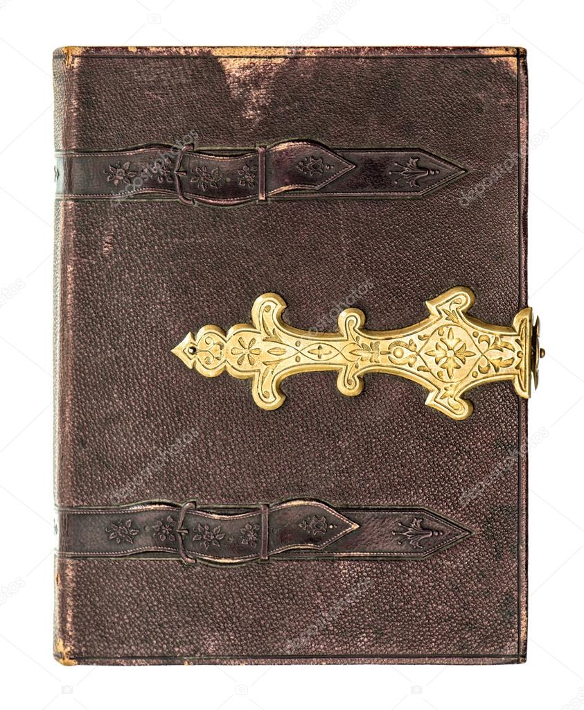 antique book cover with golden decoration
