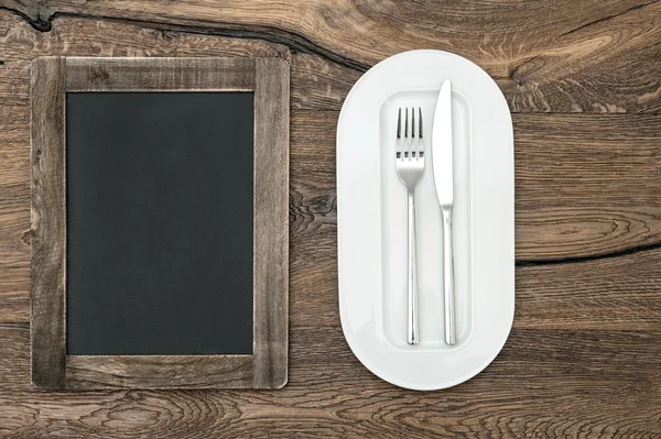 Quadro negro para menu. espaço para suas receitas — Fotografia de Stock