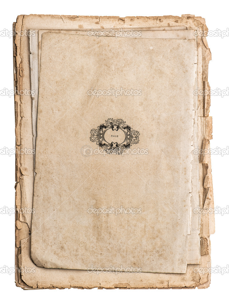 Antique papers isolated on white