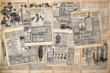 Newspaper pages with antique advertising clipart