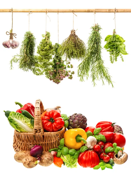 Légumes et herbes. concept d'alimentation saine — Photo