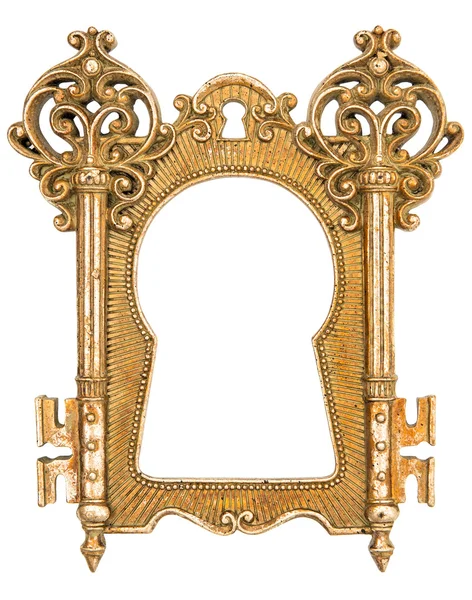 Vintage golden picture frame isolated on white — Stock Photo, Image