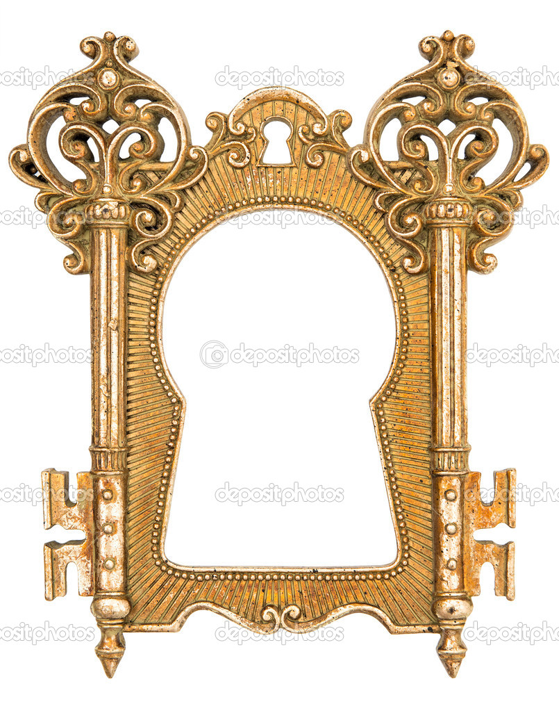 vintage golden picture frame isolated on white