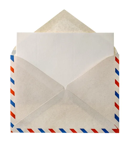 Vintage air mail envelope letter isolated on white — Stock Photo, Image