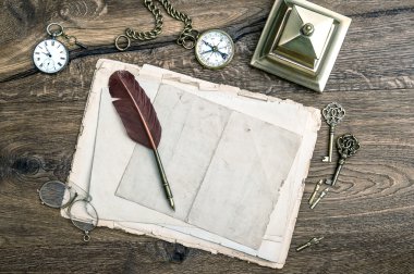 Retro office araçları ve yazma aksesuarlar