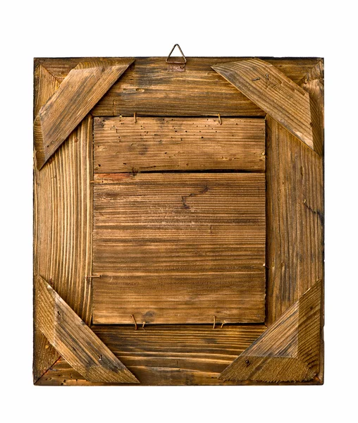 Quadro de madeira rústico envelhecido no branco — Fotografia de Stock