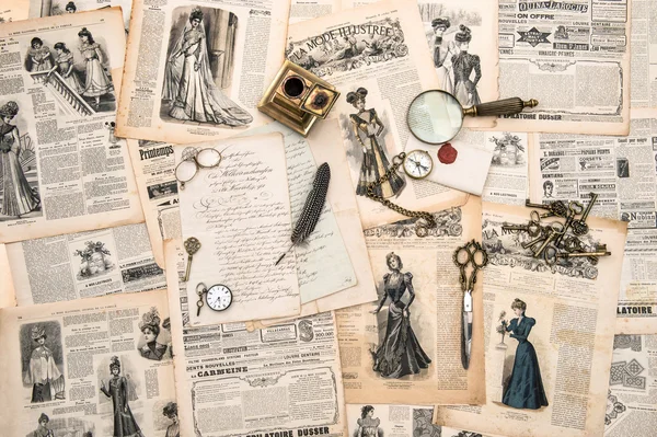 antika ofis aksesuarları, araç, vintage moda magaz yazma