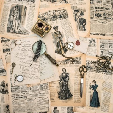 antika, yazma araçları, vintage moda dergi Kırtasiye