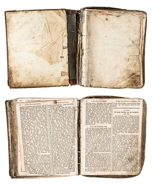 Open antique book from 1861 with grungy pages — Stock Photo, Image