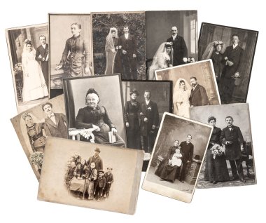 Vintage family and wedding photos. original old pictures clipart
