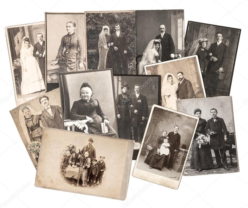 Vintage family and wedding photos. original old pictures