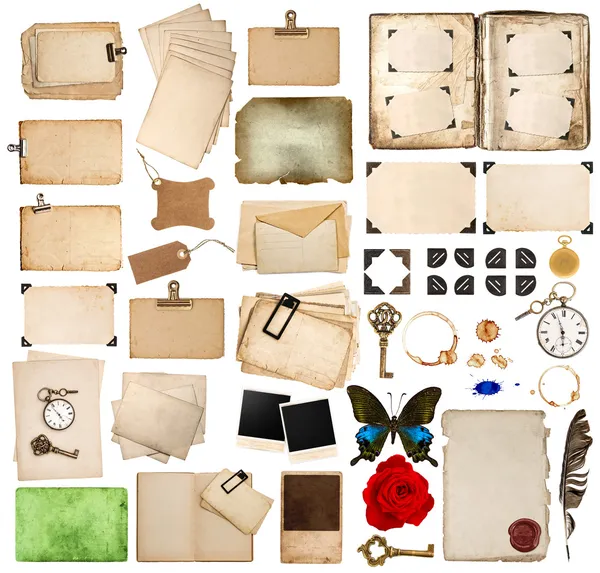 Scrapbooking öğeleri. Vintage Fotoğraf albümü, kağıt, köşe ve fr