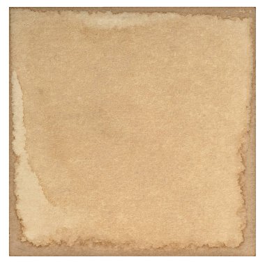 Kullanılmış kağıt. Beyaz arka planda lekeleri olan eski bir kartpostal.