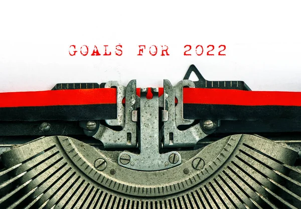 빈티지 타자기 Goals 2022 배경에 나오는 — 스톡 사진