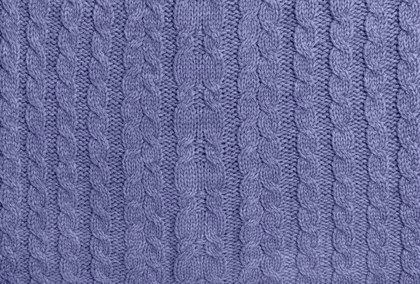 Violet Very Peri Colored Knitted Wool Background Knitting Pattern — Stock Photo, Image