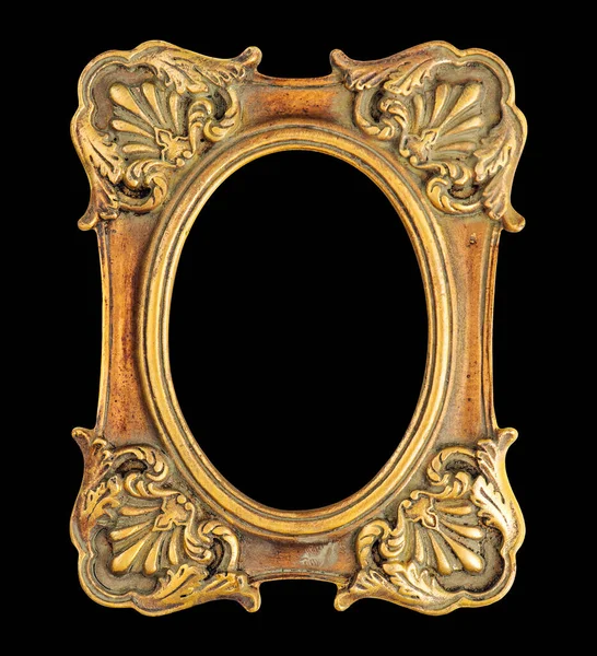 Gouden Fotolijstje Geïsoleerd Zwarte Achtergrond Vintage Stijl Antiek Frame — Stockfoto