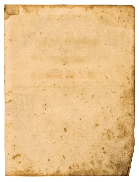 Foglio Carta Sporco Usato Vecchio Cartone Con Macchie Isolate Sfondo — Foto Stock