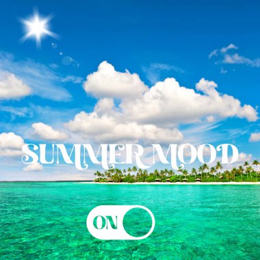 Summer mood template. Turquoise sea water and perfect blue sky. Travel background