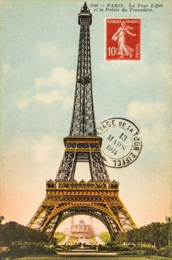 Vintage postcard post stamp Eiffel Tower Paris France
